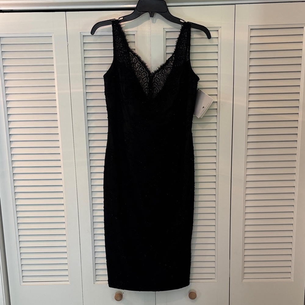 Carmen Marc Valvo Black Beaded Dress